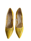 Primark Yellow Lace Pointed-Toe Heels – Size 9