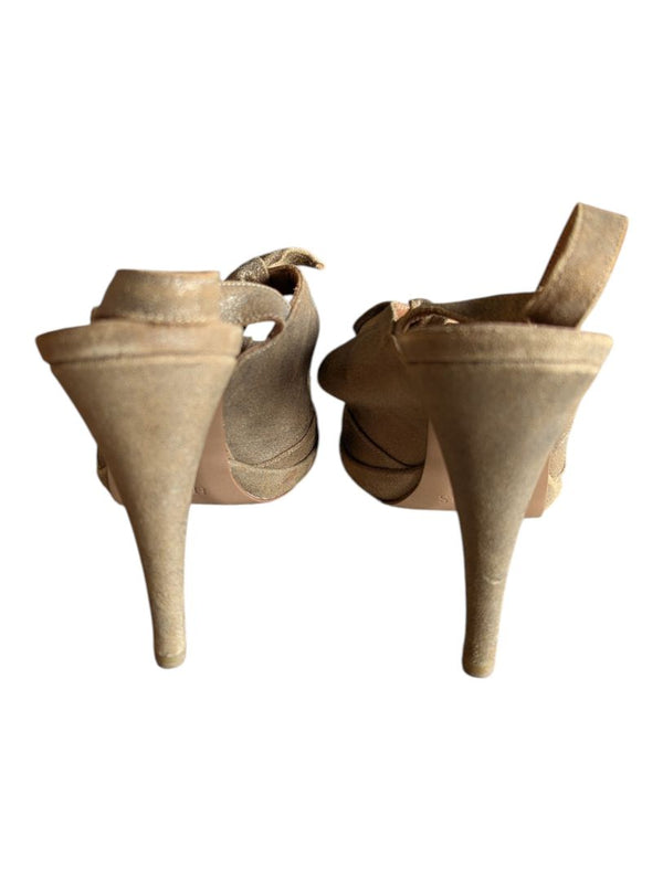 Hobbs London Gold Bow Detail Slingback Heels