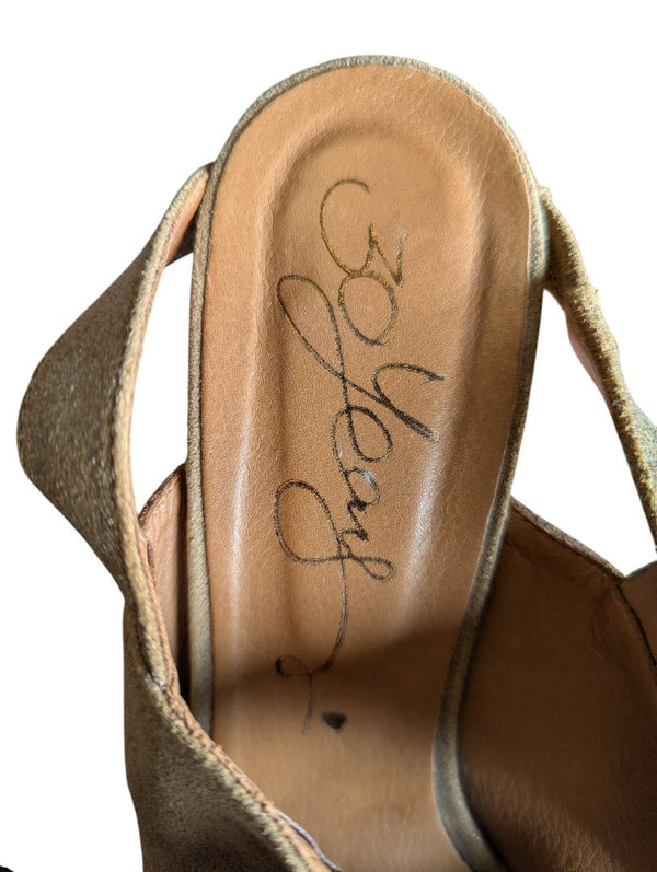 Hobbs London Gold Bow Detail Slingback Heels