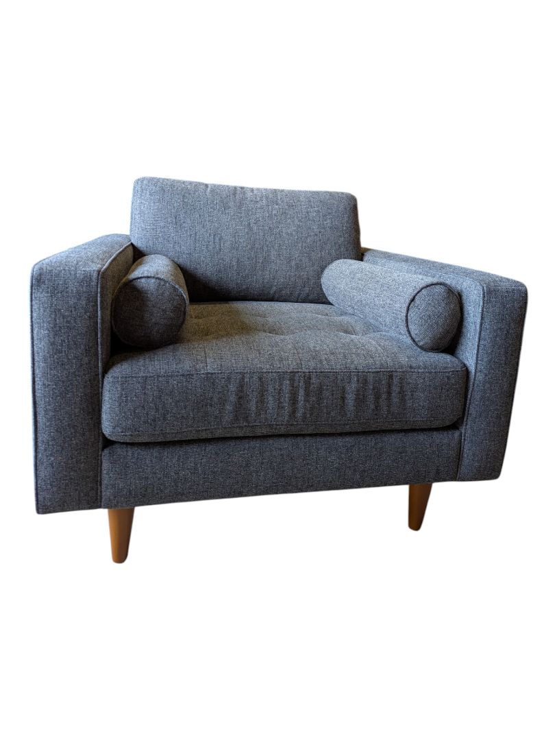 Grey Fabric Loveseat with Bolster Pillows