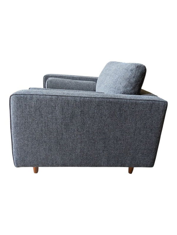 Grey Fabric Loveseat with Bolster Pillows