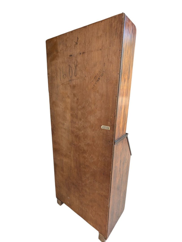Vintage Wood Secretary Desk with Glass Door Hutch