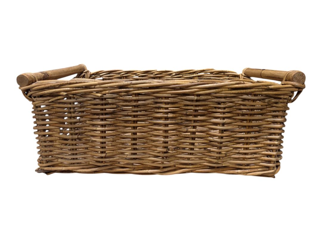 Vintage Wicker Storage Basket with Handles