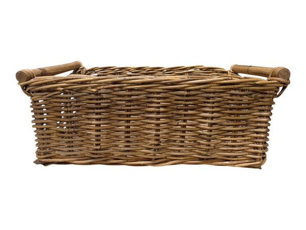 Vintage Wicker Storage Basket with Handles