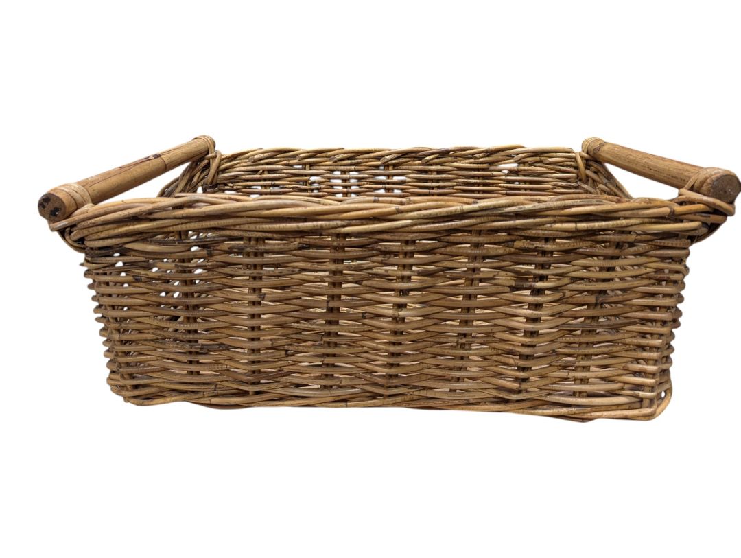 Vintage Wicker Storage Basket with Handles