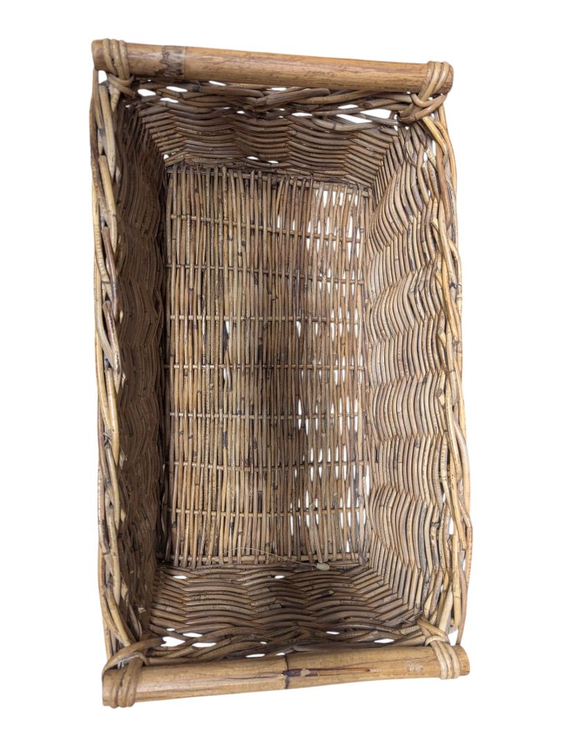 Vintage Wicker Storage Basket with Handles