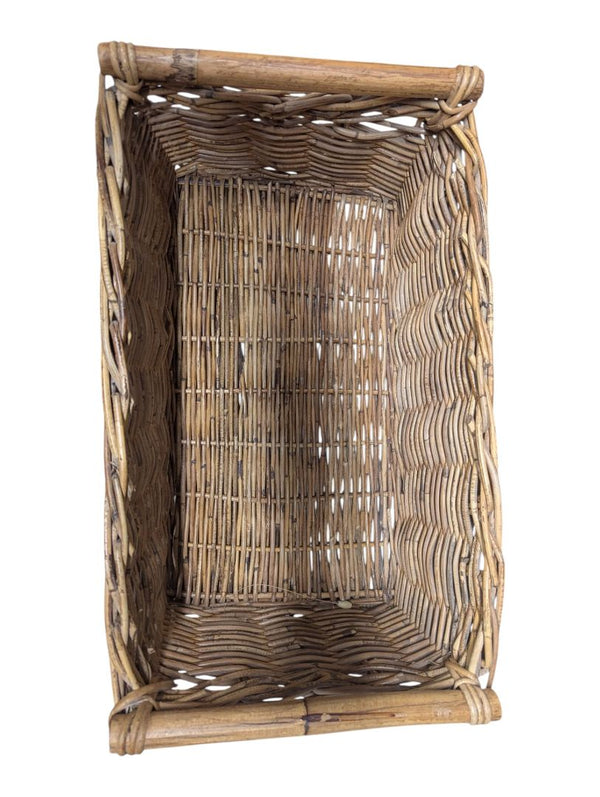 Vintage Wicker Storage Basket with Handles