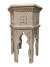 Vintage Distressed White Carved Accent Table
