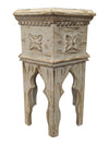 Vintage Distressed White Carved Accent Table
