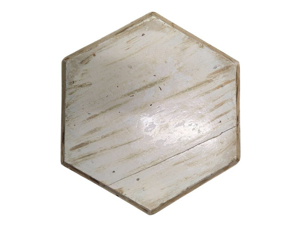 Vintage Distressed White Carved Accent Table