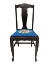 Vintage Black Wood Chair with Blue Floral Needlepoint Seat