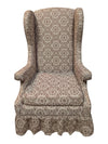 Patterned Wingback Armchair with Skirted Base