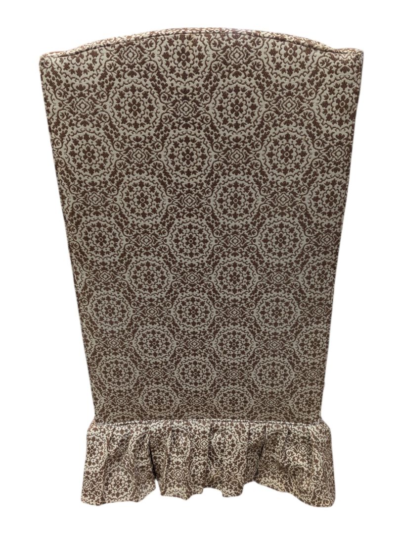 Patterned Wingback Armchair with Skirted Base