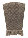 Patterned Wingback Armchair with Skirted Base
