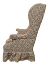 Patterned Wingback Armchair with Skirted Base