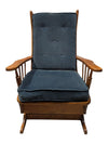 Wooden Glider Rocking Chair with Blue Cushions