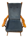 Wooden Glider Rocking Chair with Blue Cushions