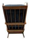 Wooden Glider Rocking Chair with Blue Cushions