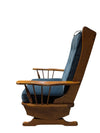 Wooden Glider Rocking Chair with Blue Cushions