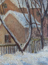 Framed Winter Village Landscape Painting Signed J. Morrison