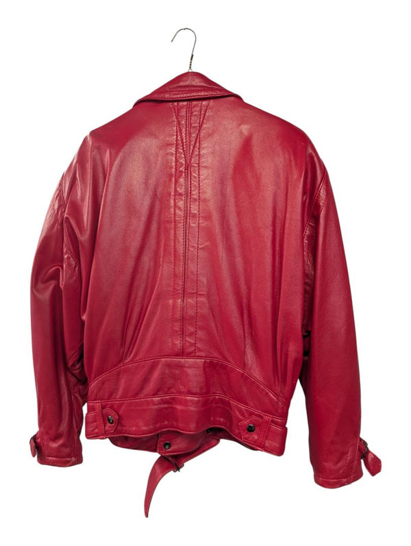 Vintage Red Leather Cropped Jacket