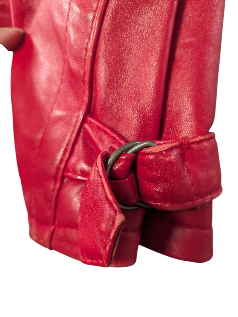 Vintage Red Leather Cropped Jacket