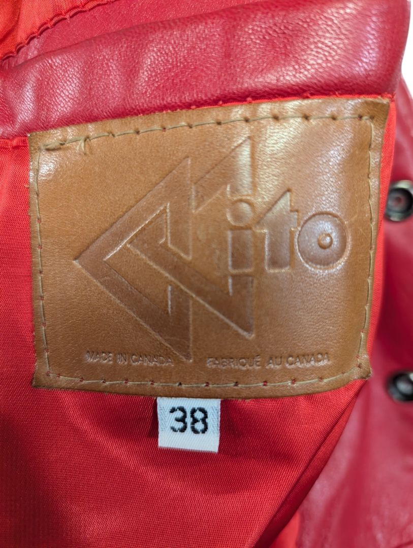 Vintage Red Leather Cropped Jacket