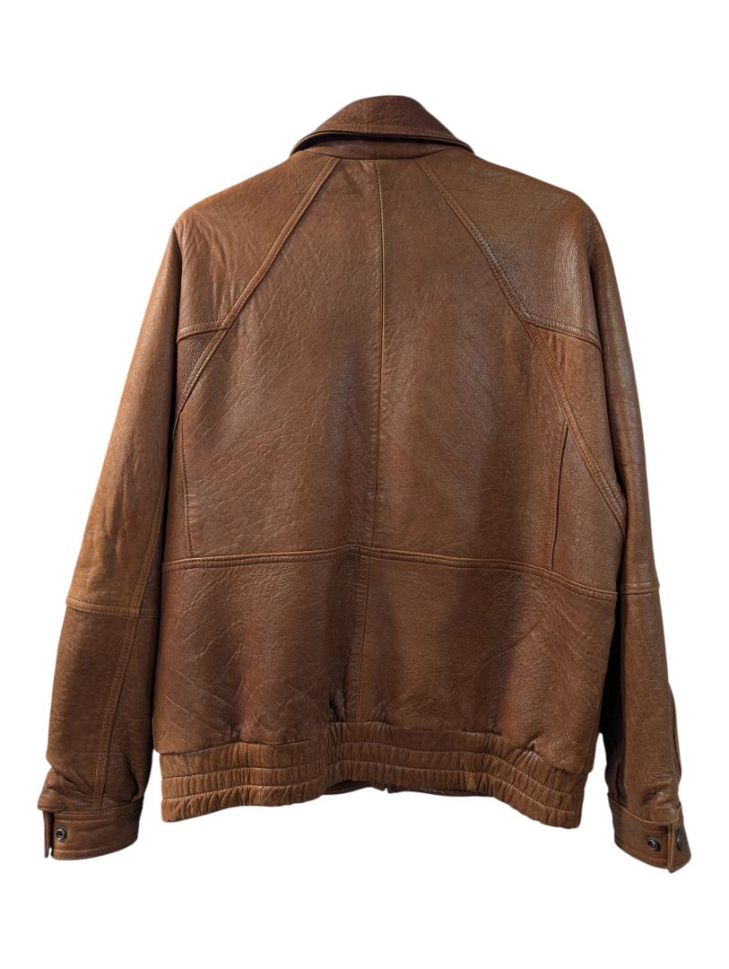 Reed Leather Sportswear Brown Leather Bomber Jacket