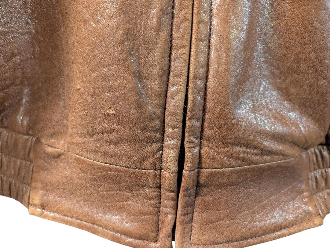 Reed Leather Sportswear Brown Leather Bomber Jacket