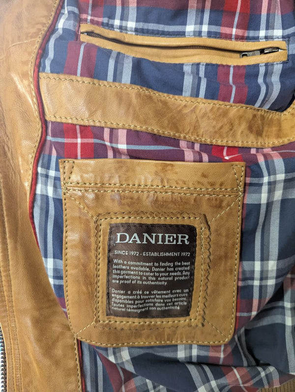 Danier Tan Leather Bomber Jacket