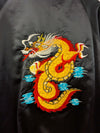 Black Satin Dragon Embroidered Bomber Jacket