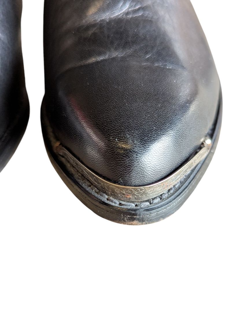 Black Leather Western Ankle Boots – Size 9