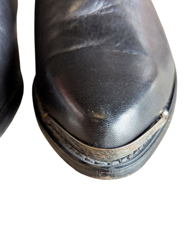 Black Leather Western Ankle Boots – Size 9