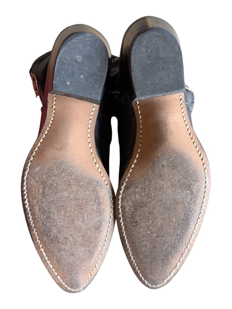 Black Leather Western Ankle Boots – Size 9