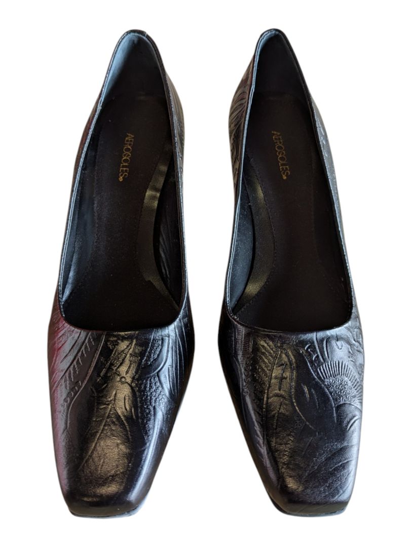 Aerosoles Maze Park Black Printed Heeled Pumps – Size 8M