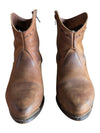 Brown Leather Western-Style Ankle Boots