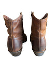 Brown Leather Western-Style Ankle Boots