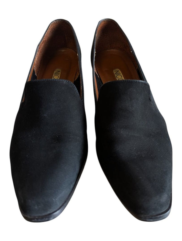 Nicole Tessa Black Nubuck Low-Heel Loafers – Size 8.5M