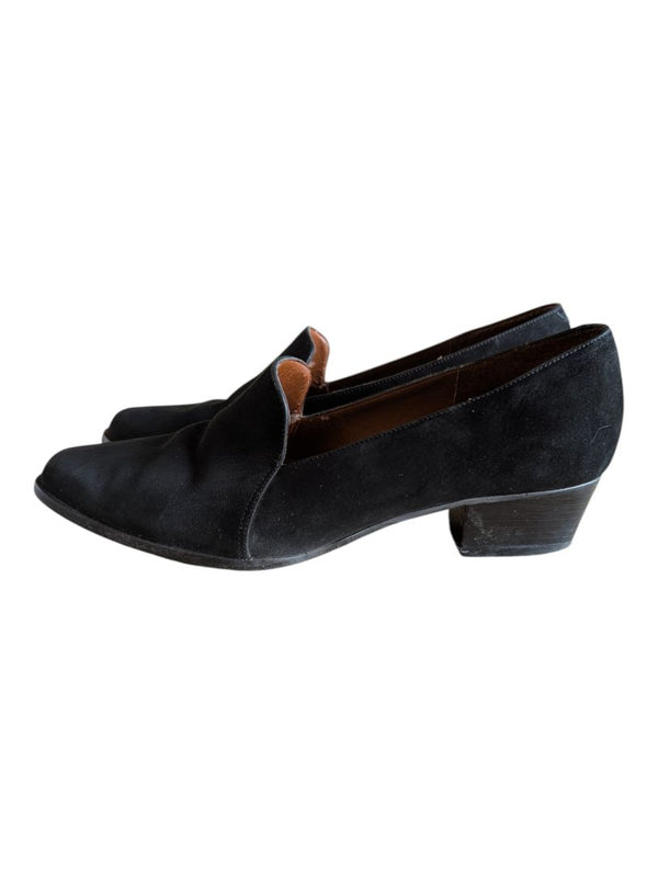 Nicole Tessa Black Nubuck Low-Heel Loafers – Size 8.5M