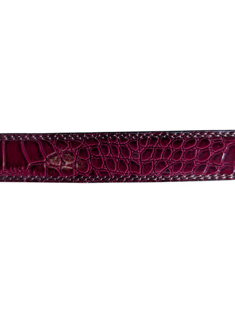 Burgundy Croc-Embossed Genuine Leather Belt
