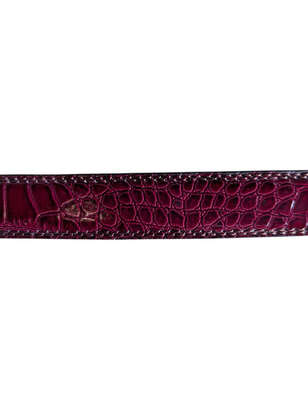Burgundy Croc-Embossed Genuine Leather Belt