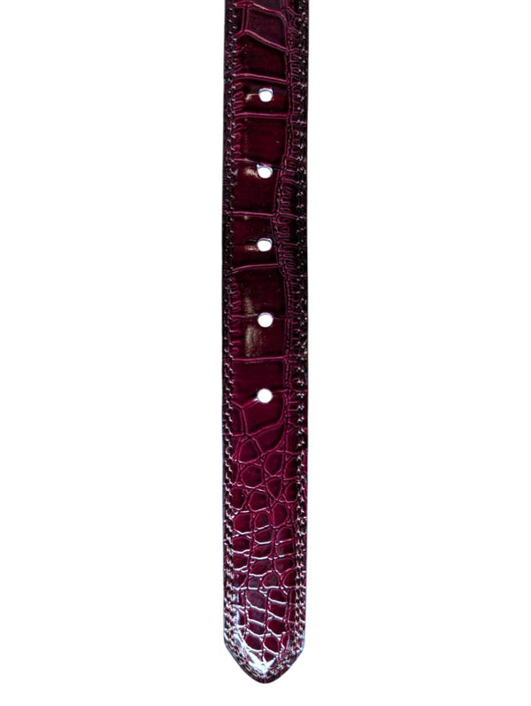 Burgundy Croc-Embossed Genuine Leather Belt