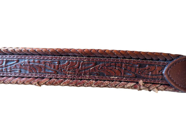 Vintage Brown Tooled Leather Western Belt – Size 34