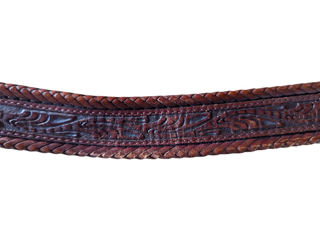 Vintage Brown Tooled Leather Western Belt – Size 34