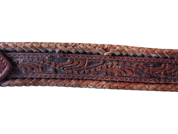 Vintage Brown Tooled Leather Western Belt – Size 34