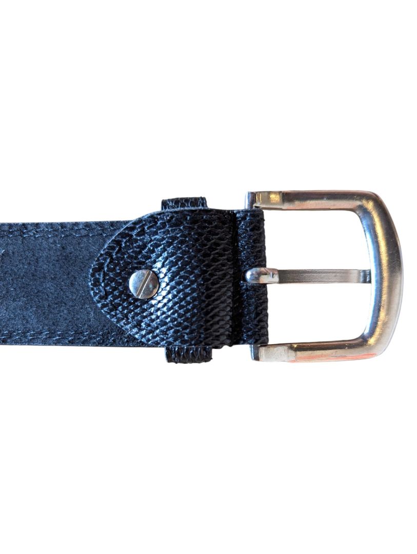 Black Embossed Leather Belt – Size 34
