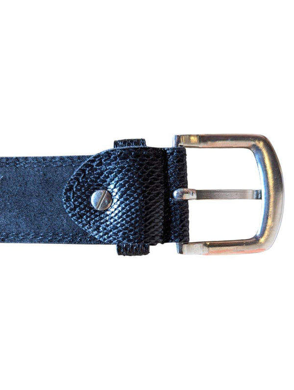 Black Embossed Leather Belt – Size 34