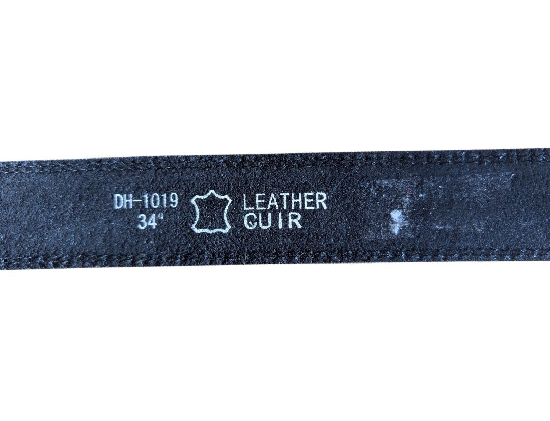 Black Embossed Leather Belt – Size 34