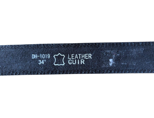 Black Embossed Leather Belt – Size 34