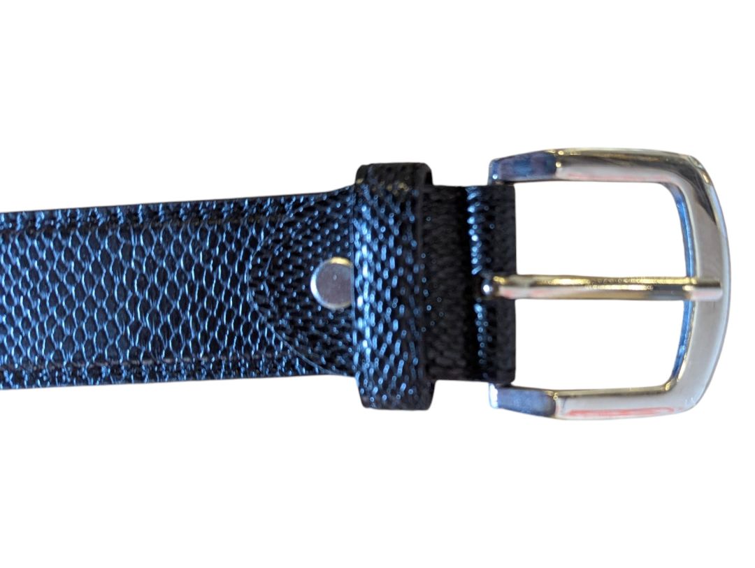 Black Embossed Leather Belt – Size 34